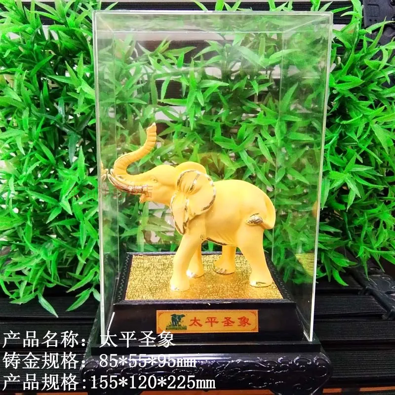 Home Company office business high-grade Decor GOOD LUCK mascot ZHAO CAI gilding gold elephant auspicious ART Statue