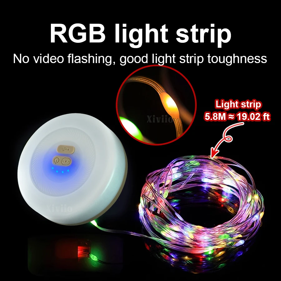 キャンプライト LEDリールストリングライト アプリ制御 アウトドア USB キャンプランプ リサイクル可能 LEDナイトライト ガーデン テント 部屋飾り
