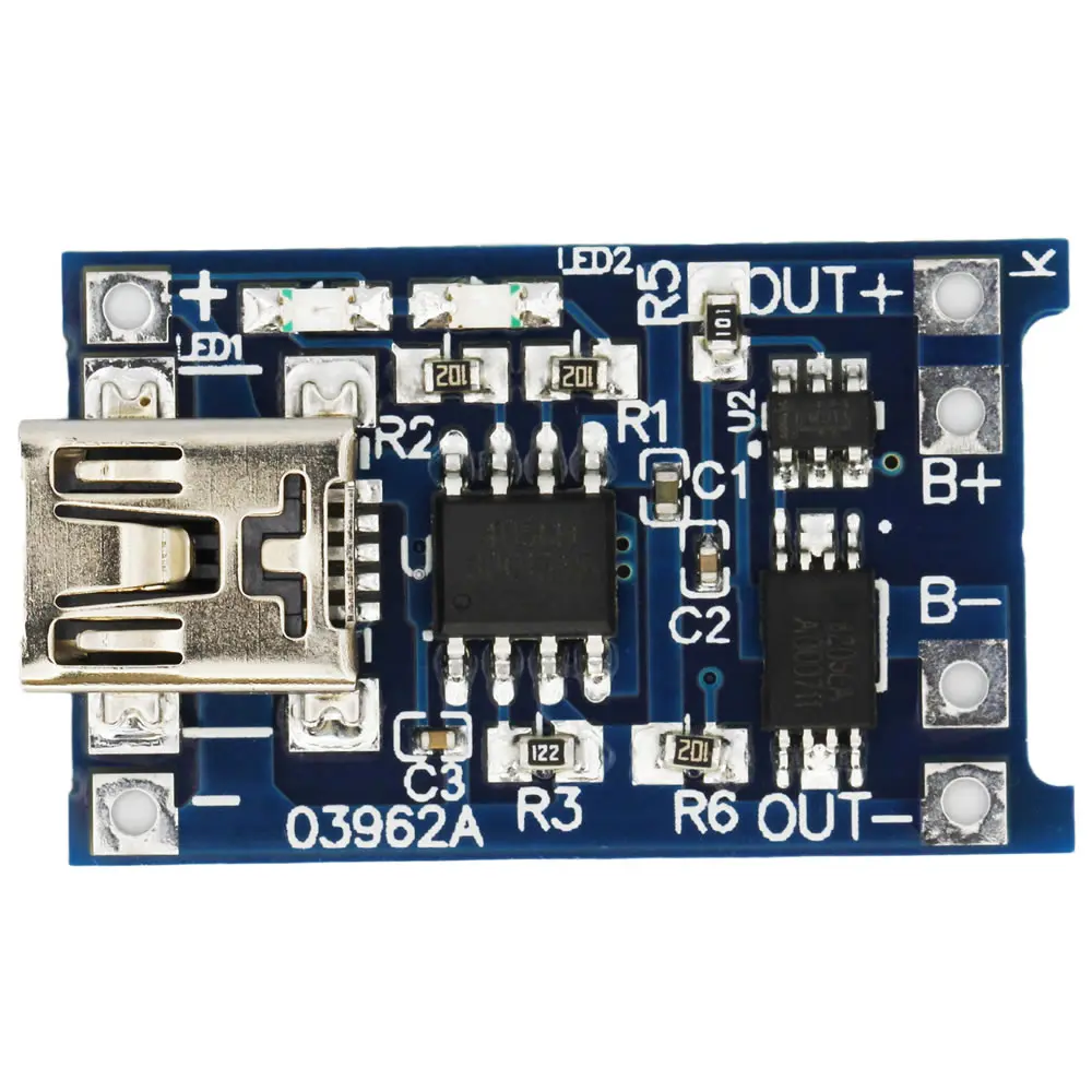 TP4056 5V 1A Mini USB Input Interface 18650 Lithium Battery Charging Board Charger Module with Protection Dual Functions