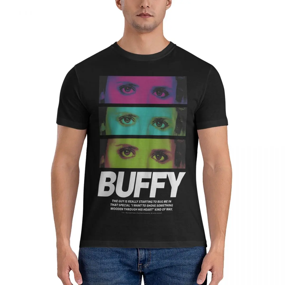 Creative Eye T-Shirts for Men Crewneck Cotton T Shirts Buffy The Vampire Slayer Band Short Sleeve Tees Clothing tops fugees