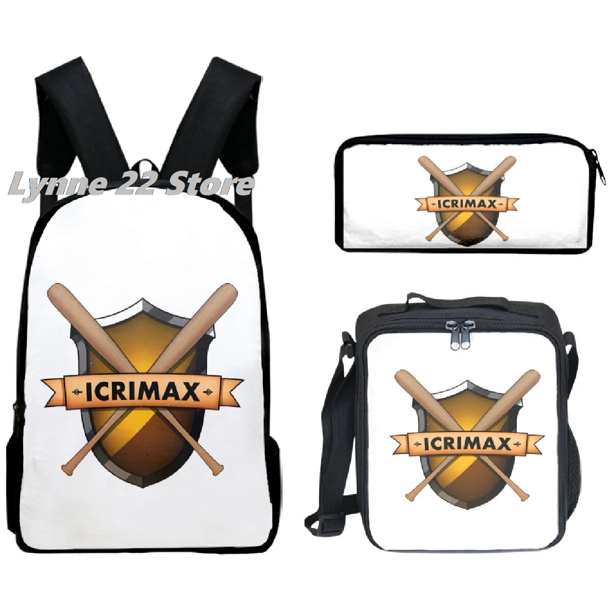 ใหม่ขายร้อน icrimax Merch กระเป๋านักเรียนชาย/หญิง, ถุงอาหารกลางวัน, กล่องดินสอ