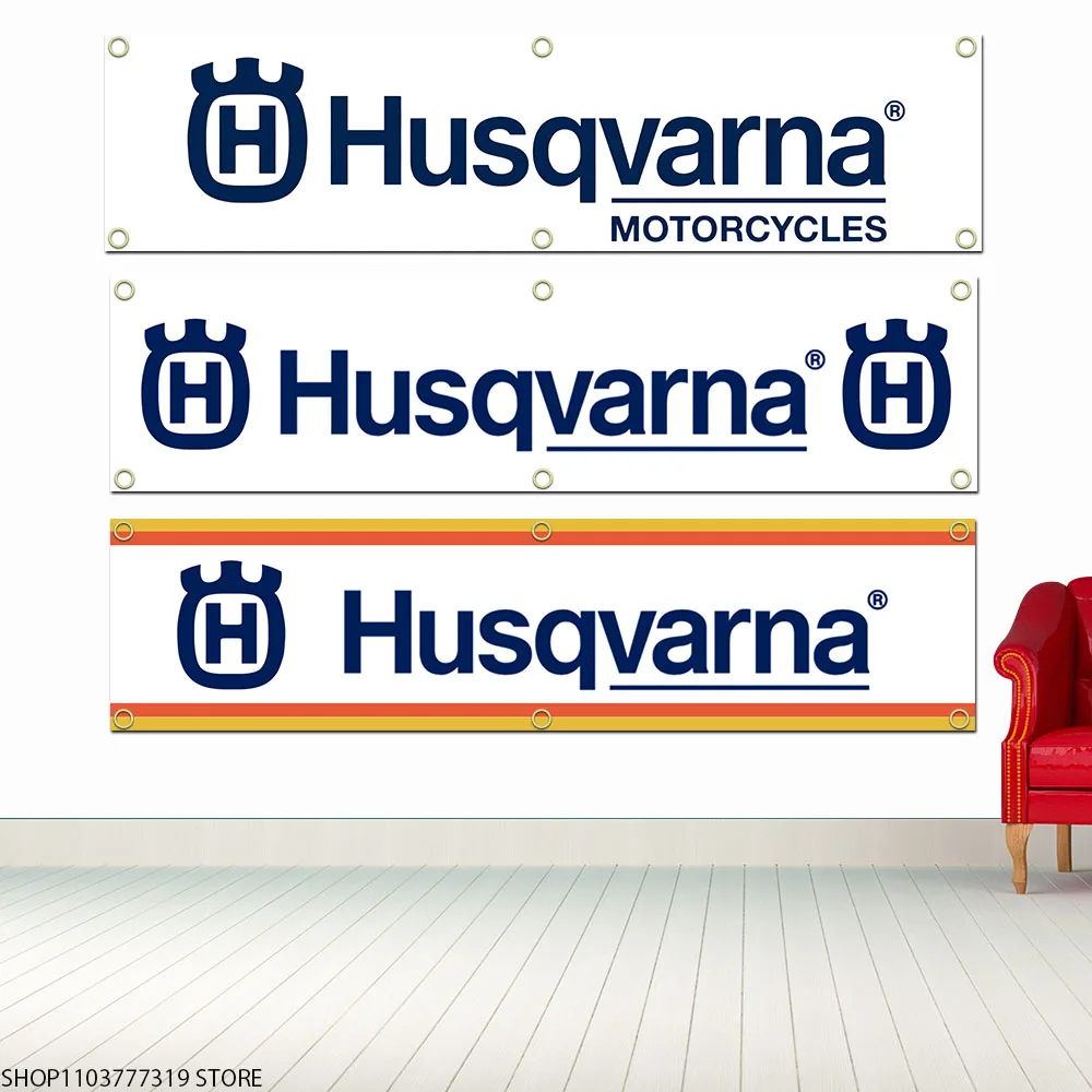 60X240cm Motorcycle For Husqvarnas Banner Flag Polyester Printed Garage Wall Art Outdoor Decorations Tapestry Grommets