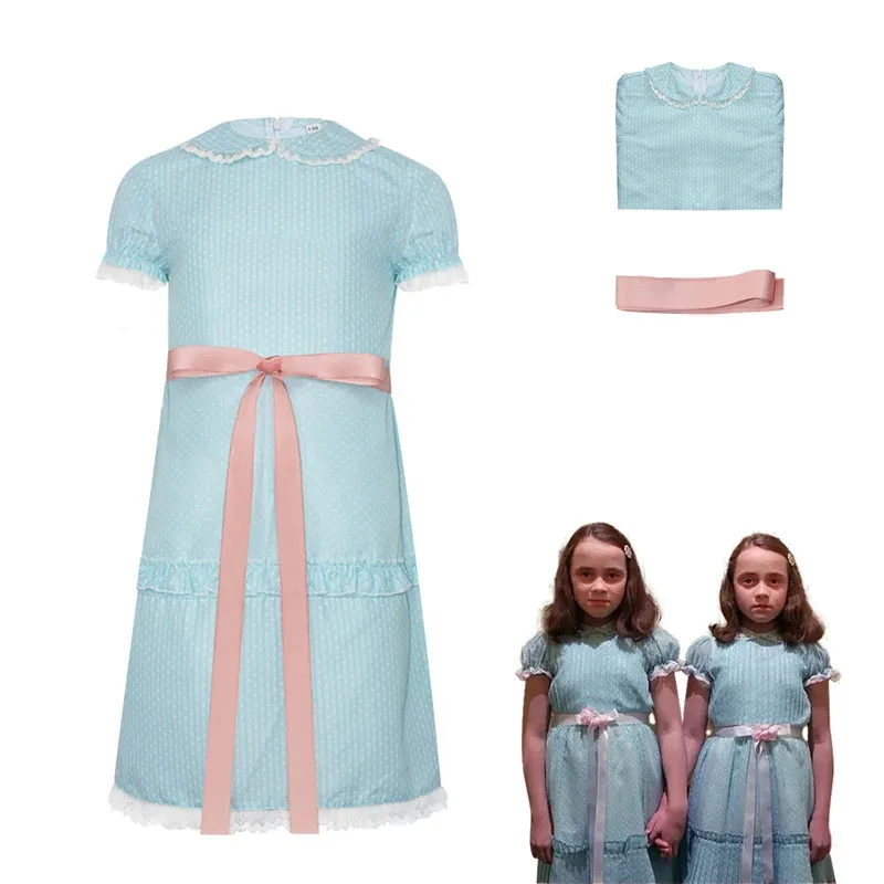 영화 샤이닝 코스프레 리사 루이스 번즈 그레이디 트윈스 블루 할로윈 퍼프 슬리브 로리타 의상 드레스 스커트 보우 걸 sk;m1