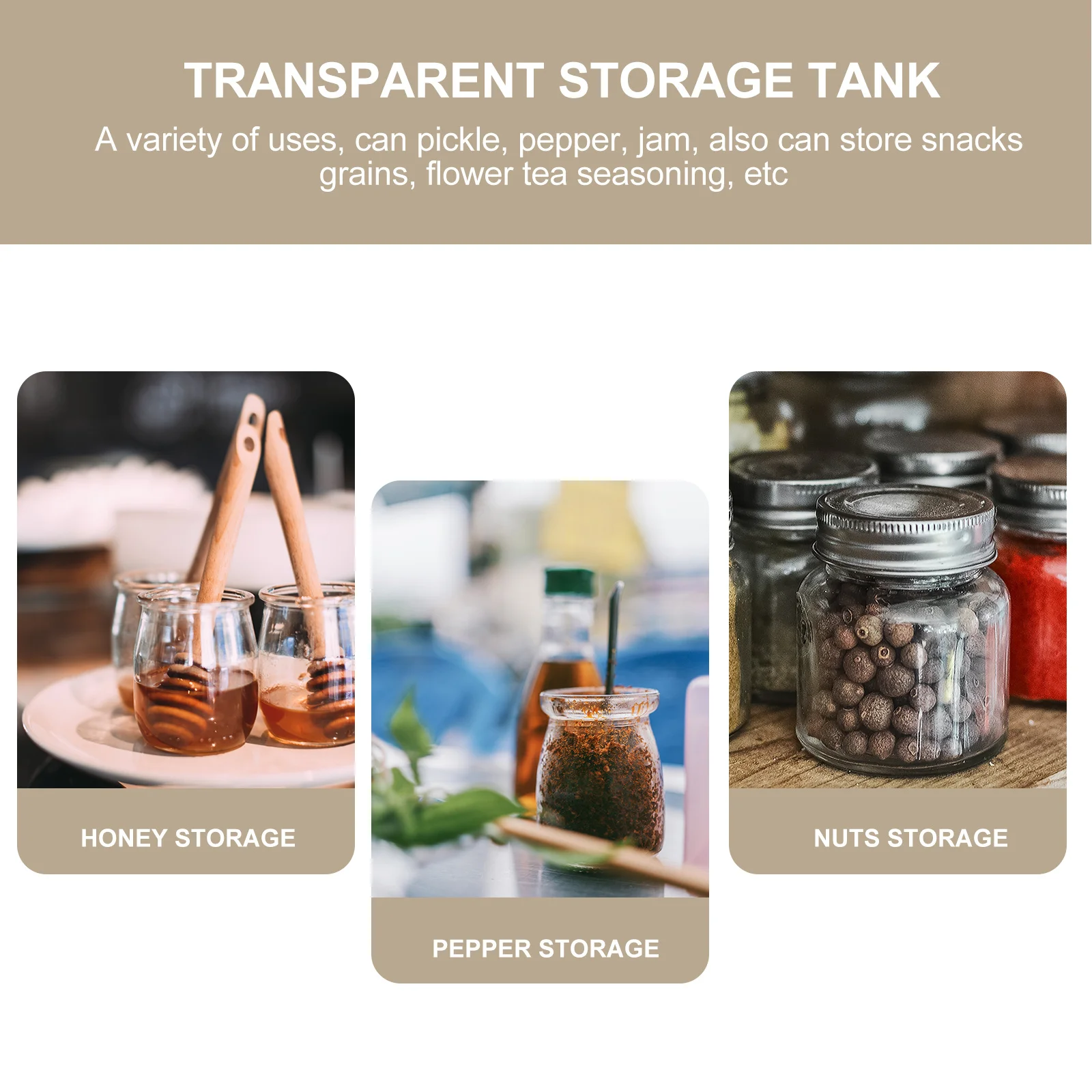 

1Set Transparent Honey Jar Glass Storage No Scratches Unique Design Store Snacks Grains Tea Syrup Easy Use Home Kitchen