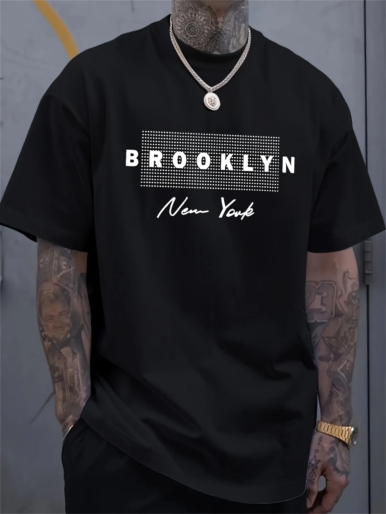 Men's 100% Cotton Summer Loose Fit Large Los Angeles Graphic Printed Slim Fit Casual Sports Round Neck Short Sleeved T-shirt Top image 2