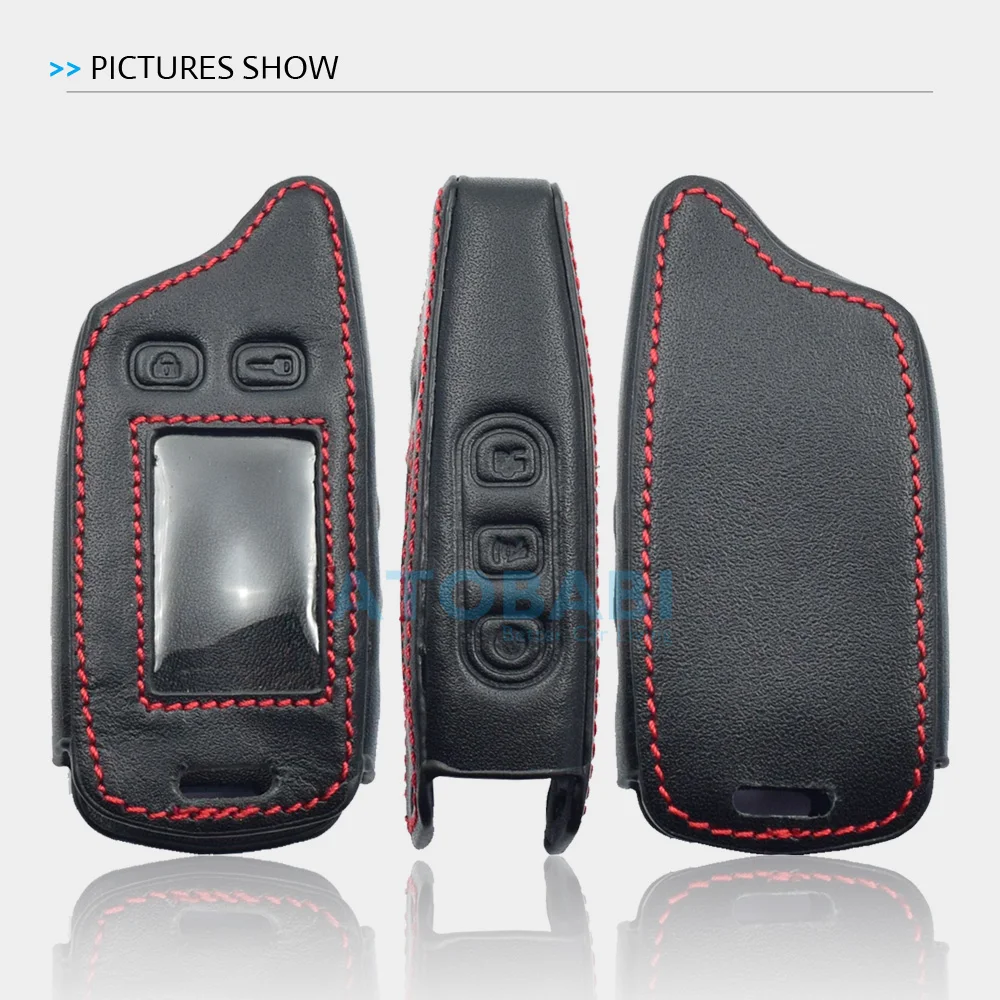 TW9010 Leather Car Key Case For Tomahawk TW9020 TW4000 TW701 TW9030 Two Way Car Alarm System LCD Remote Control Fob Skin Cover