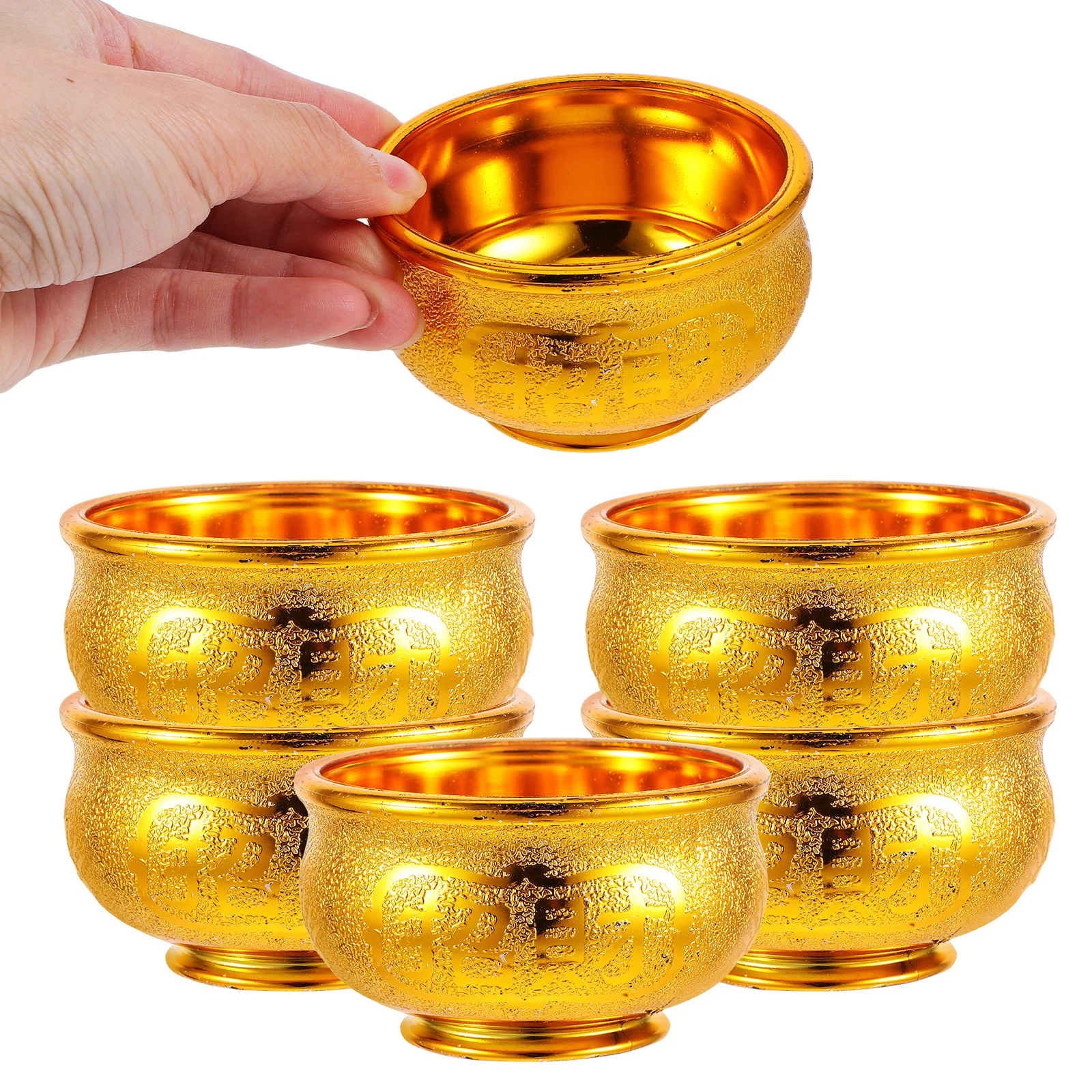 

6Pcs Prosperity Offering Bowls Plastic Altar Bowls for Home Decor Wealth Blessing Prayer Meditation Prayer Bowl