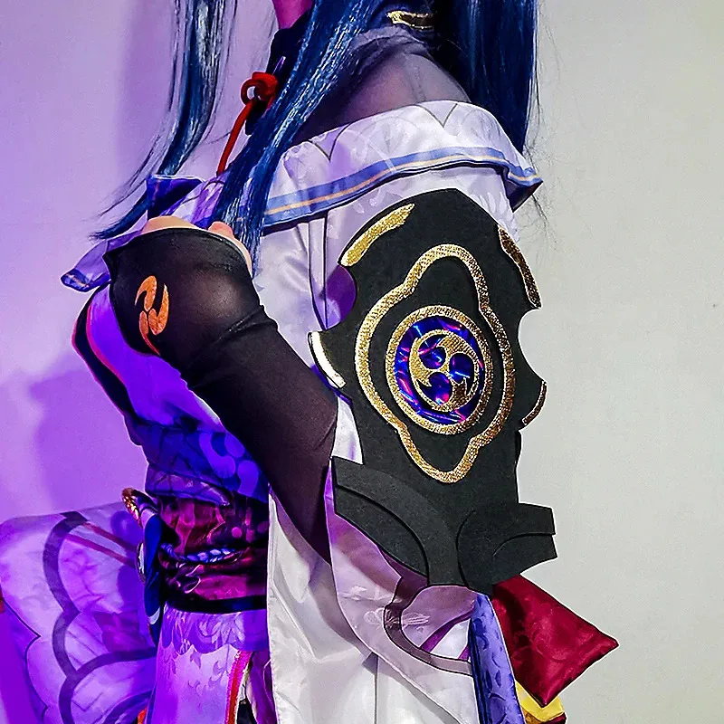 Genshin Impact Raiden Shogun Costume Cosplay Parrucca uniforme in tessuto jacquard Anime Costumi di Halloween in stile cinese per le donne Gioco