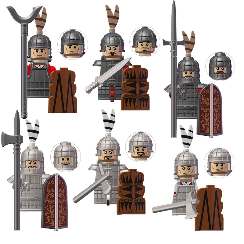 1pcs Han Dynasty Soldier Army Heavy Troopers Light Infantry Medieval Knights Group Figures Building Blocks Bricks Castle Toys