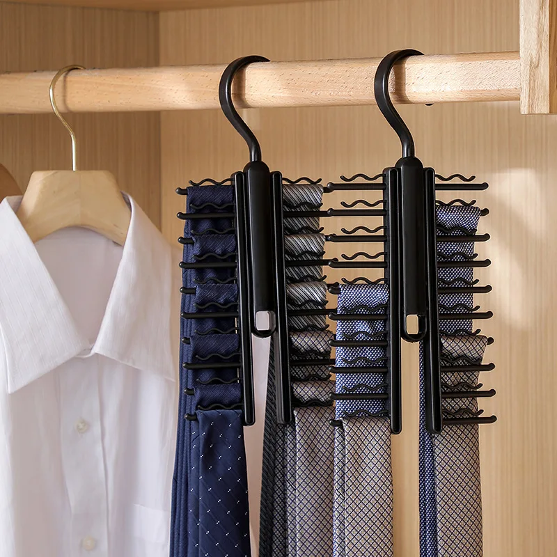 Adjustable Tie Storage Rack 360 Degree Rotating Household men\'s Tie Shelf Belt Silk Scarf Holder Cabinet Organizer Hangers Rack