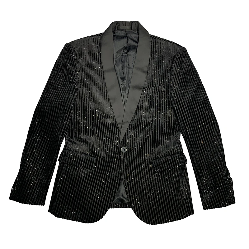 2021 Spring Men Blazers Striped Casual Suit Jacket Sequins Stage Singer DJ Dress Coat Slim Fit Streetwear Social Costume Homme