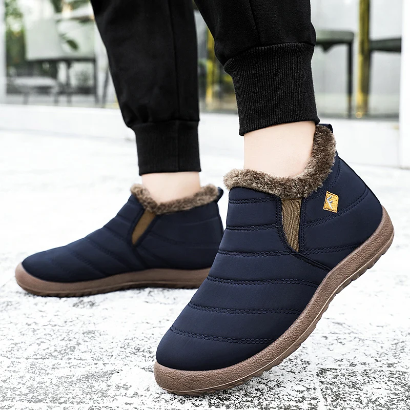 

MAEDEF Boots for Men Warm Winter Boots Plush Lined Cozy Soft Sole Lightweight Non-Skid Slip Resistant Indoor Outdoor Ankle Boots