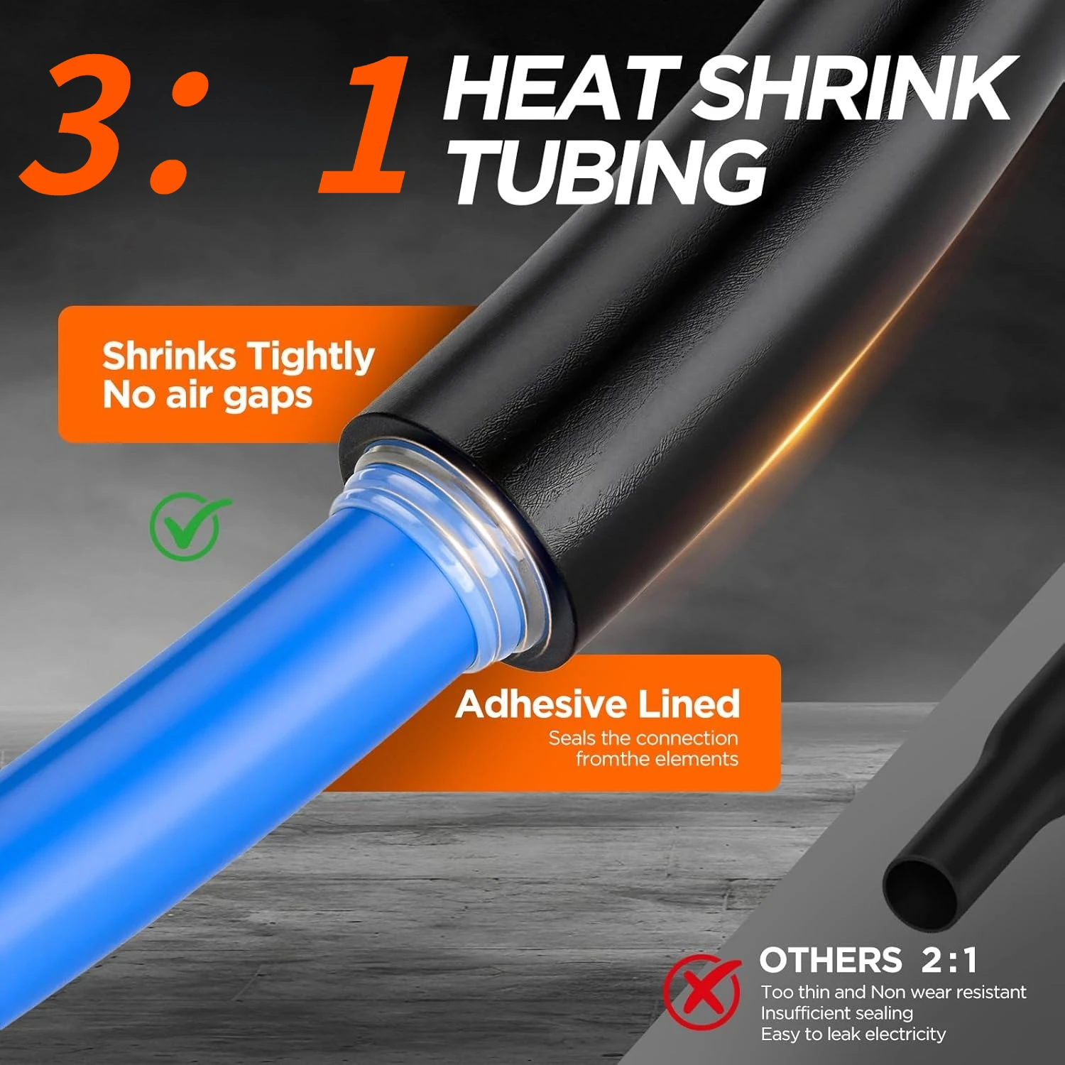3: 1 Heat shrink tubing kit 400pcs, wire repair connector, marine grade double wall waterproof wire conduit connector