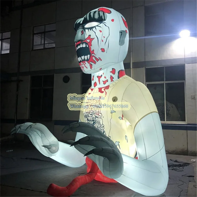 8mH bloody Inflatable Devil Ghost Zombie outdoor characters giant inflatable halloween zombie for advertising with LED light