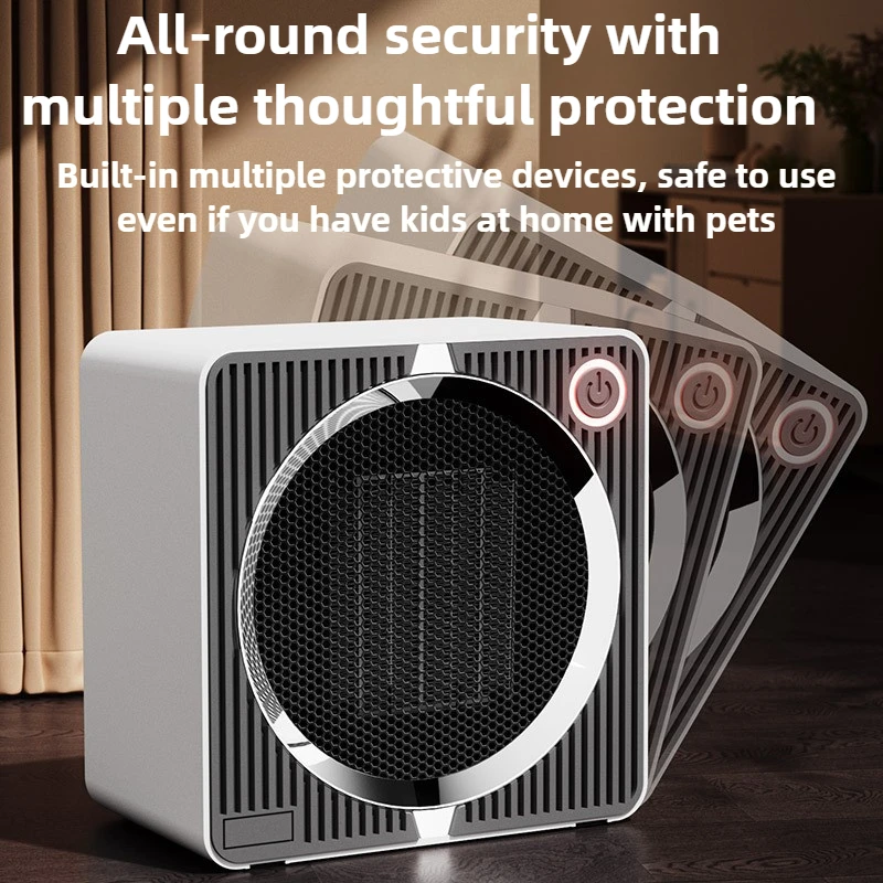 500W Aquecedor de baixa potência Cerâmico PTC Aquecedor doméstico Desktop Aquecimento inteligente Aquecedor elétrico 180 °   Fornecimento de ar grande angular UE Reino Unido