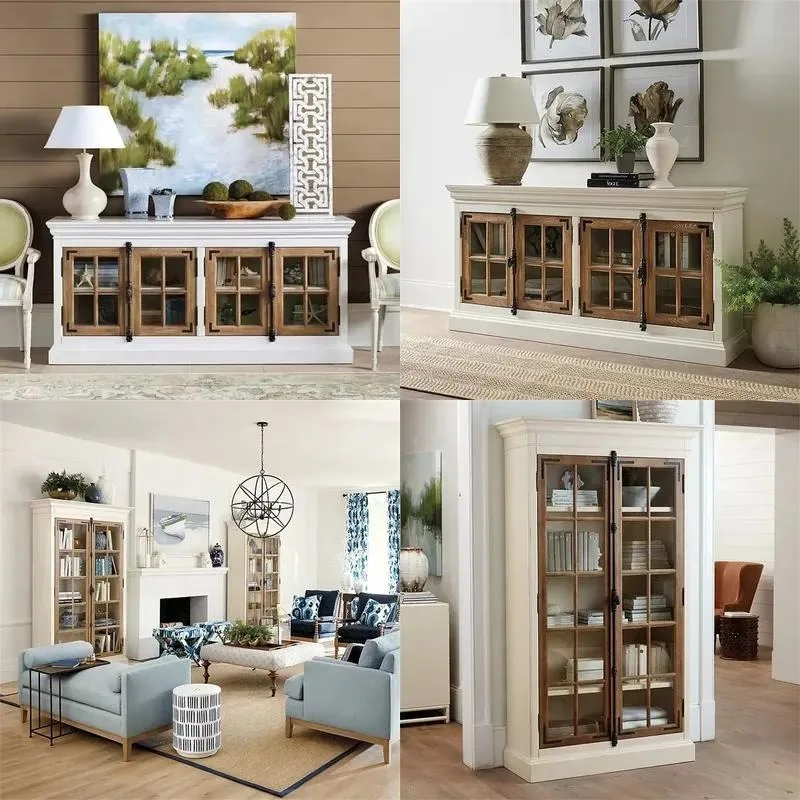 American Retro Solid Wood Dining Side Cabinet Floor to Ceiling Nordic Style Simple Wine Cabinet TV Stand Storage Unit