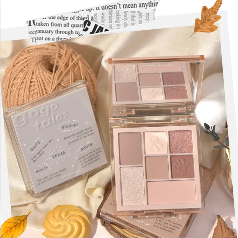 Gogotales Whisper Book 7 colori Eyeshadow Palette Blush Highlighter 2-in-1 Matte Shimmer Pearlscent Long-lasting Makeup Cosmetics