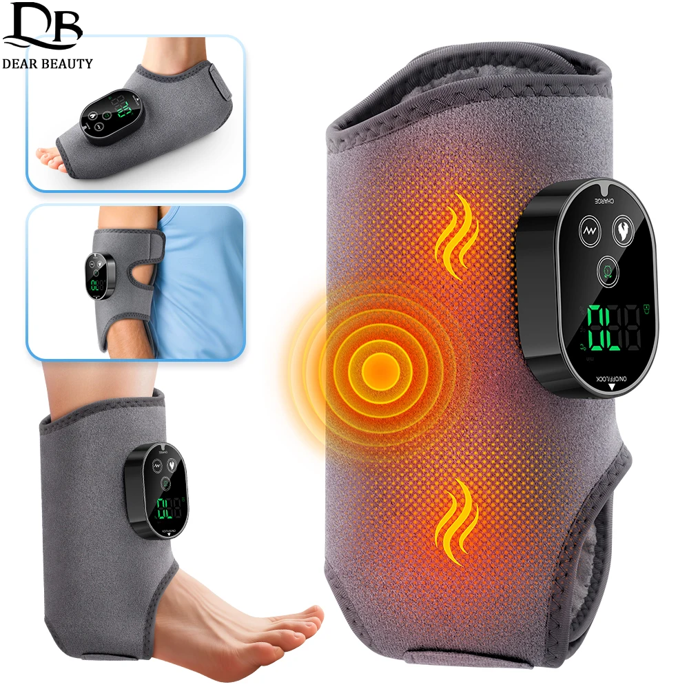 

Upgrade 3 In 1 Ankle Calf Foot Massager Dual Motor 6 Levels Heating 3 Vibration Ankle Massage Wrap Foot Protector Support Brace