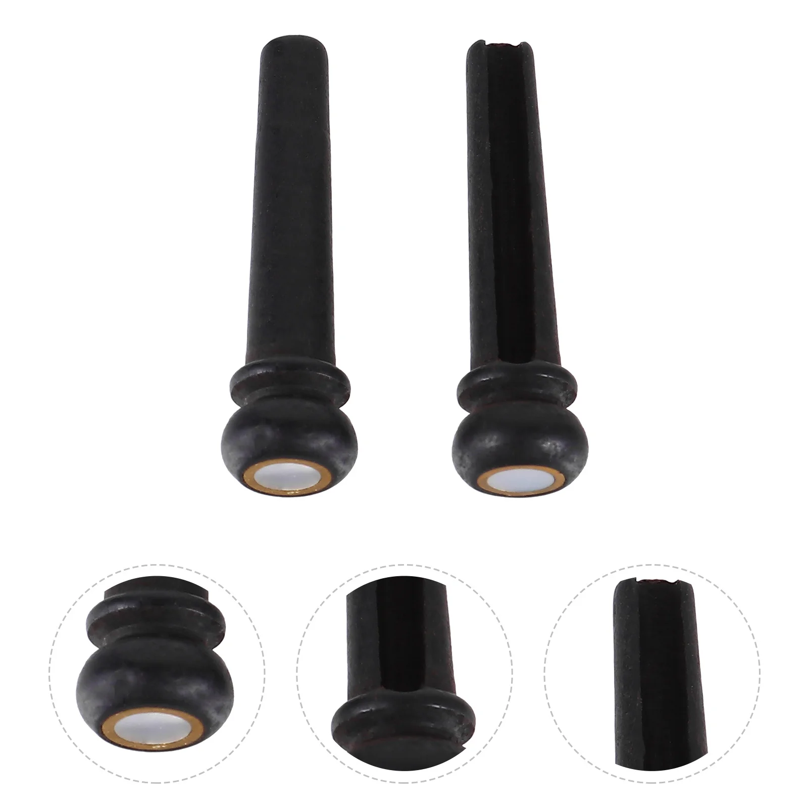 

2pcs Ebony Guitar Bridge Pin Shell Dot Design For Acoustic Folk Guitar Wooden String Studs Enhanced Vibration Transfer