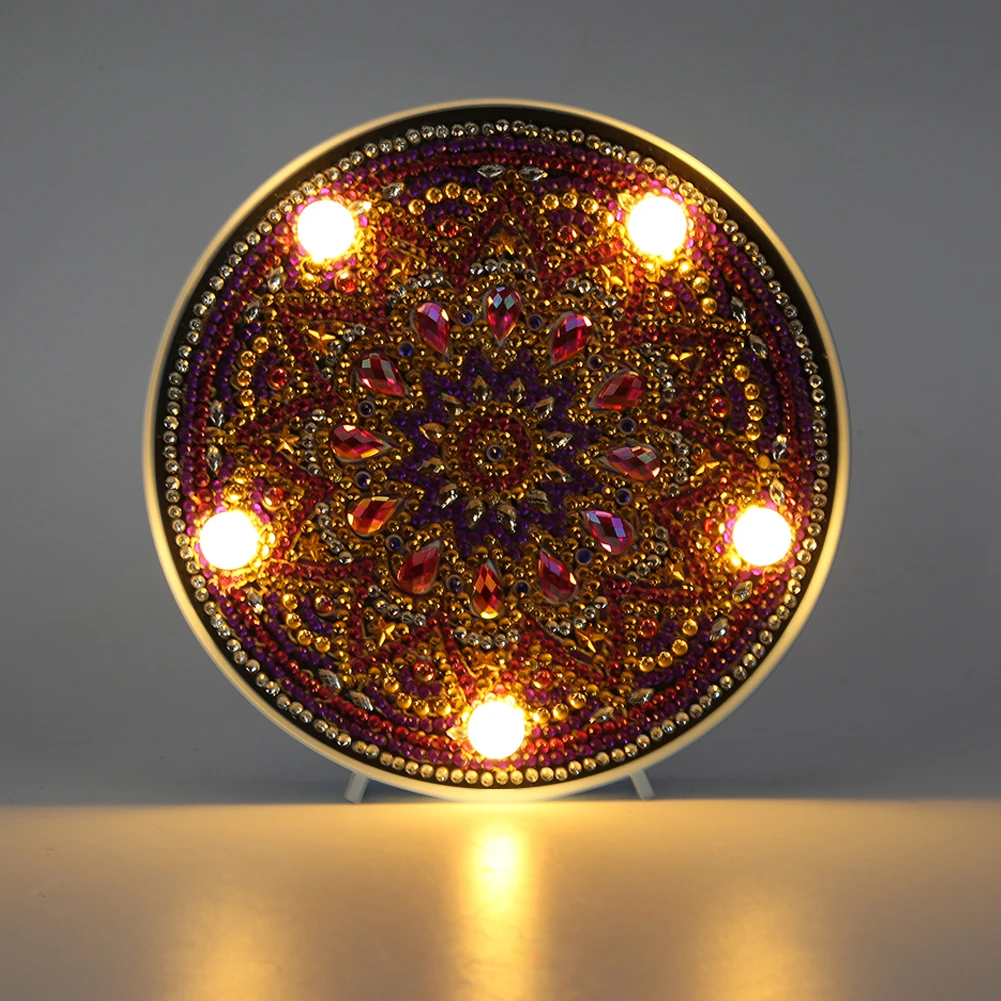 Diamond Painting LED Lamp Light Mandala 5D Diamond Embroidery Landscape Rhinestones DIY Diamond Christmas Halloween Gift