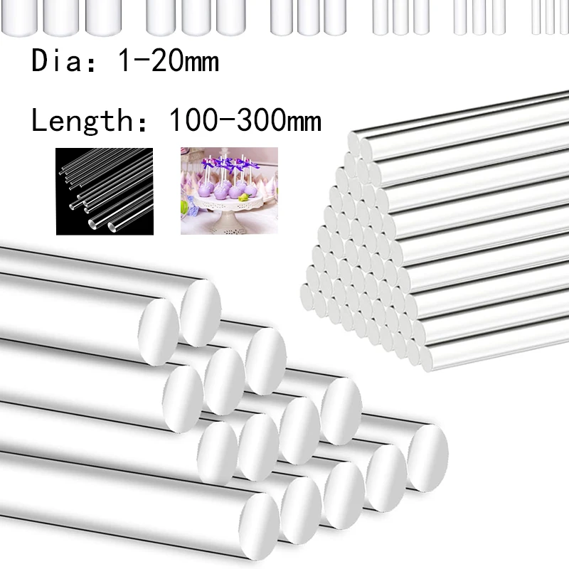 1/5/10pcs Clear Acrylic Rods Round Bars, DIY Model Making Material, Craft Accessories, 1-20mm Diameter Length 100-300mm