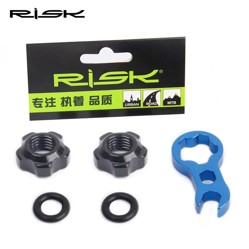 

1 Set RISK MTB Road Bicycle Tubeless Tire Valve Cap Vacuum Tire Nozzle Lock Mountain Bike Presta Valve Nut with Install Wrench