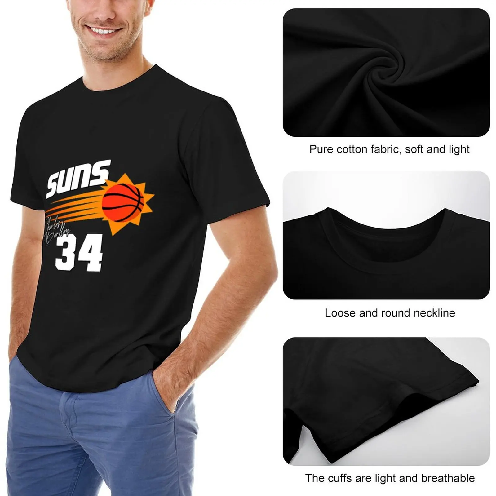 Charles Barkley T-ShirtRetro 90s Style Charles Barkley Suns Fan Art T-Shirt summer tops quick-drying t-shirt Men\'s t shirts