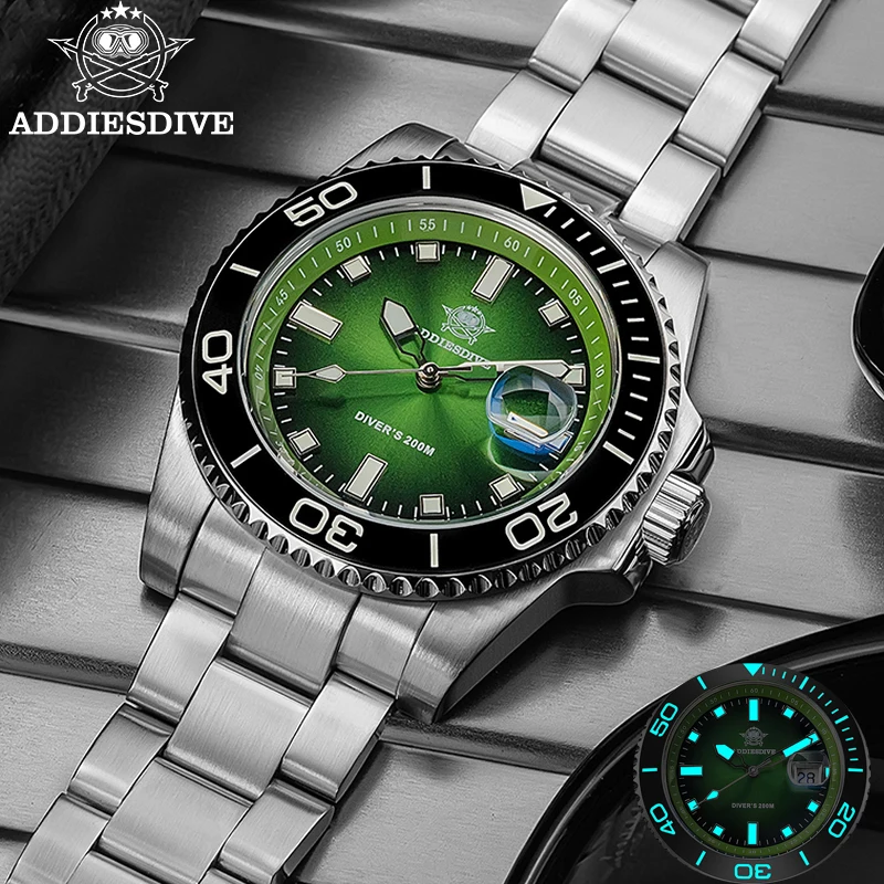 

ADDIESDIVE Hot Sale Quartz Watches 41mm Rotatable Ceramic Bezel Colorful 200m Waterproof Diver Watch Luminous Men's Watch