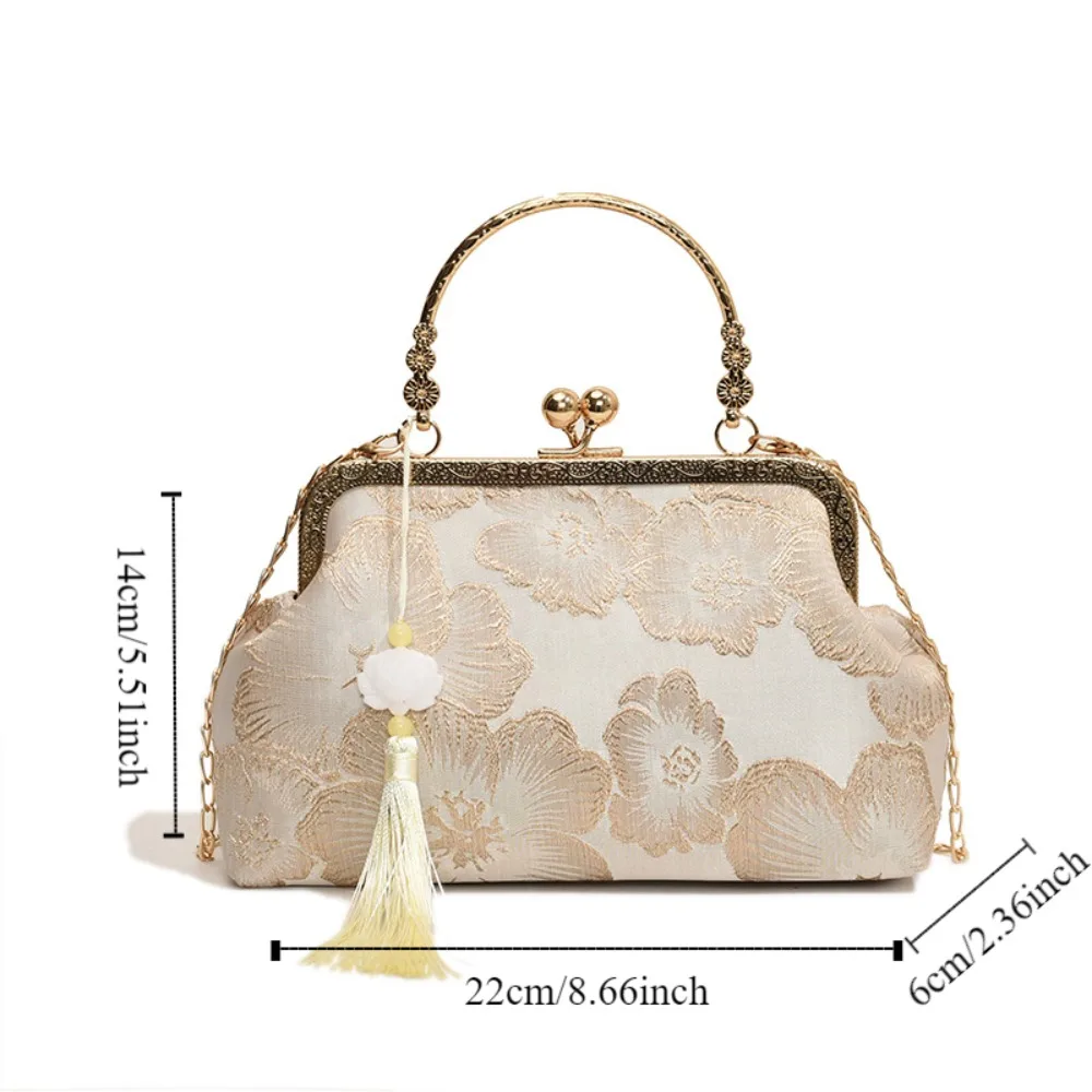 Cheongsam-Bolso de mano bordado para mujer, bolsa de hombro, bolso de muñeca, bolso cruzado, bolso de mano de gran capacidad, accesorios de banquete