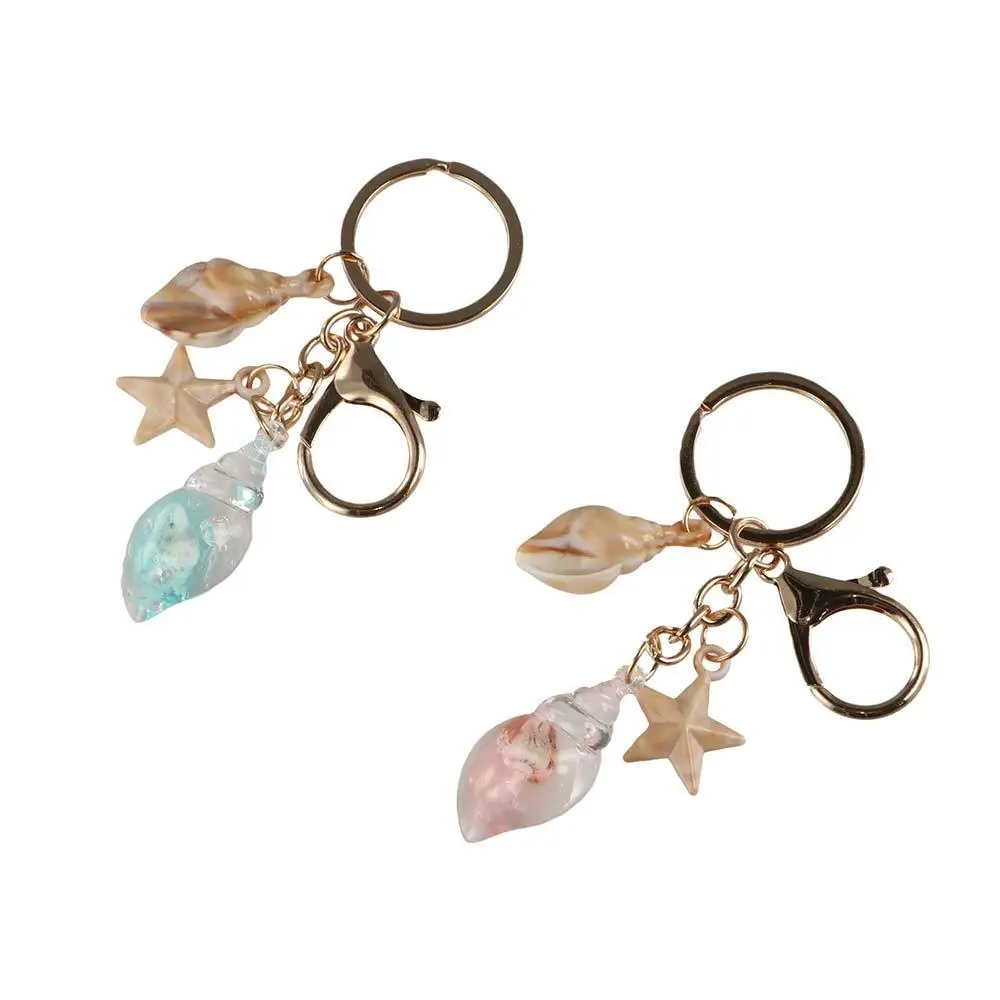 Cute Luminous Conch Keychain Bohemian Style Backpack Decor Sea Beach Pendants Creative Glow-in-the-dark Starfish Shell Keyring