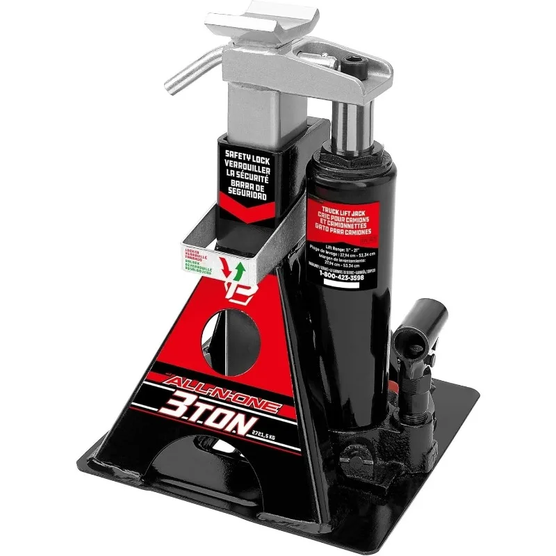 3 Ton, Bottle Jack and Jack Stands in One, 6000 Pound All-in-One Car Lift, Heavy Duty Vehicle Unijack, 640912