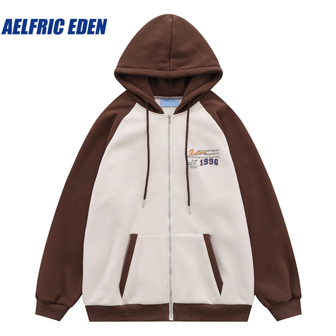 Aelfric Eden 1996 Splicing Hoodie 2023 Japanese Hip Hop Fashion Patchwork Vintage Style Streetwear Harajuku Cotton Loose Hooded