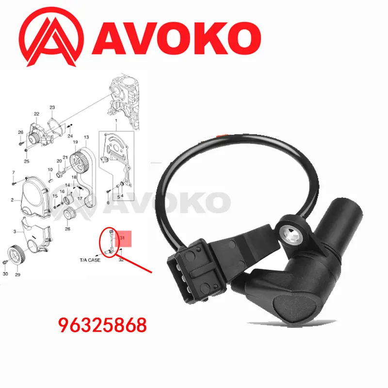 96325868 Crankshaft Position Sensor For Chevrolet Aveo Kalos Lacetti Matiz Nubira Spark Daewoo Tico 25198944 89933123