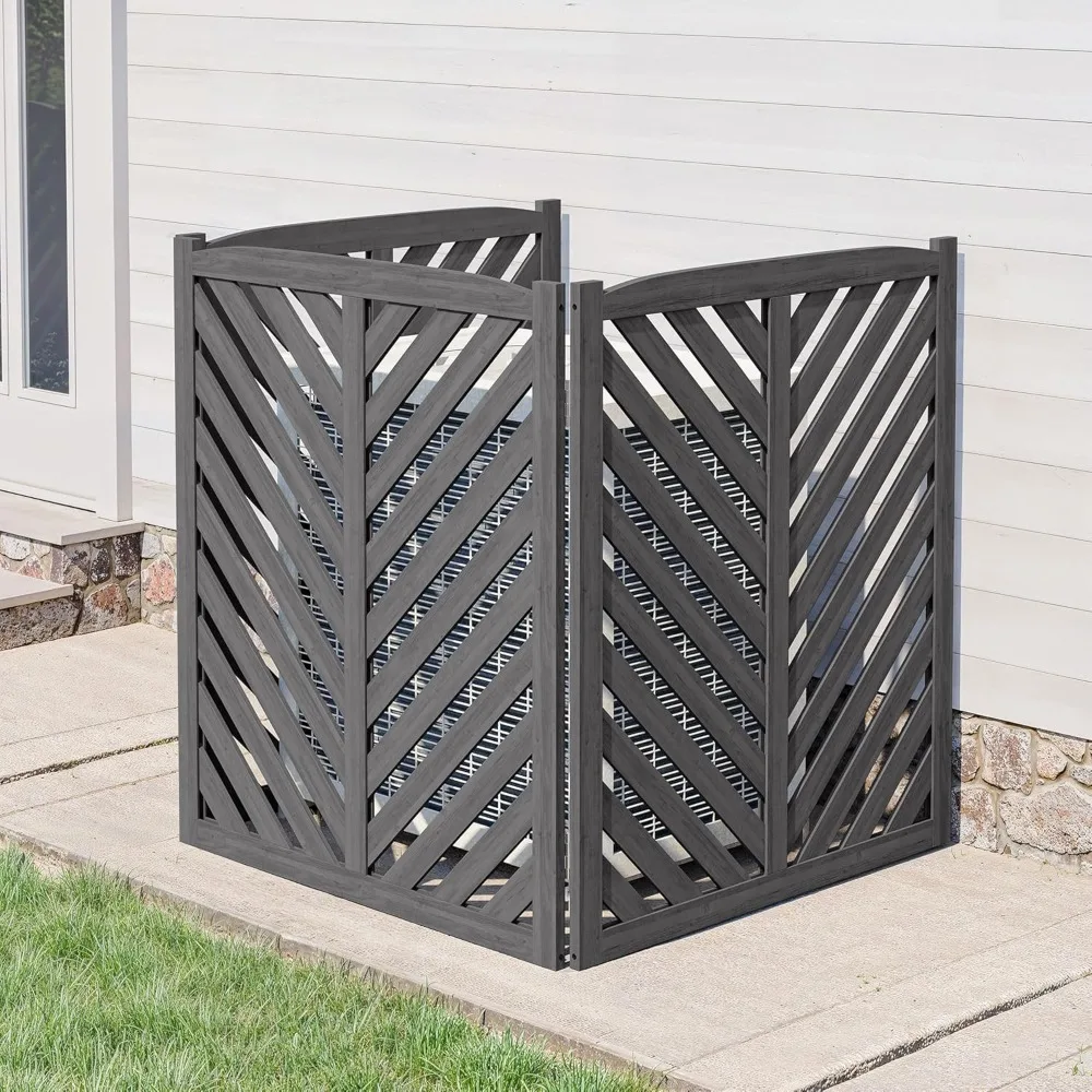 Privacy Air Conditioner Fence 3 Panels, Wooden Fence Panel Trash Can Enclosure Pool Equipment Generator for Outside Unit