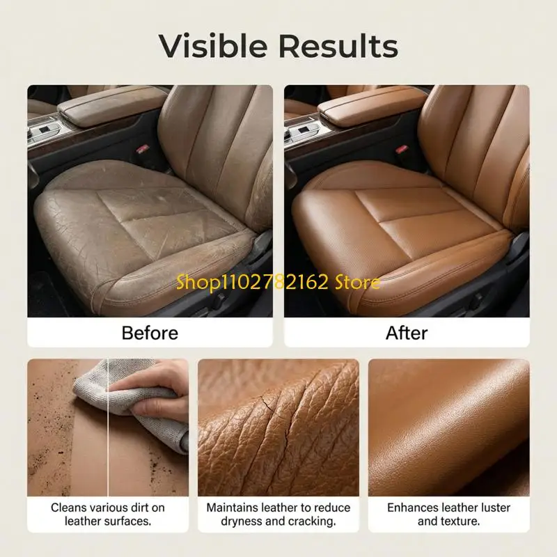 547B Leather Maintenance Cream with Sponge for Car Owners, 100 g Jar Paste for Interior Leather Cleaning, Armrest and Trim Care