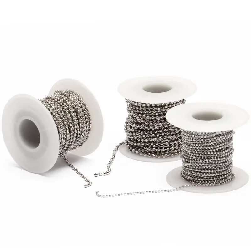 10m/Rolle Edelstahl-Kugelkette 1,5/2/2,4mm Kugelketten-Verbinder, zuschneidbar, für DIY-Halsketten, Anhänger und Schmuckherstellung – Detail 2