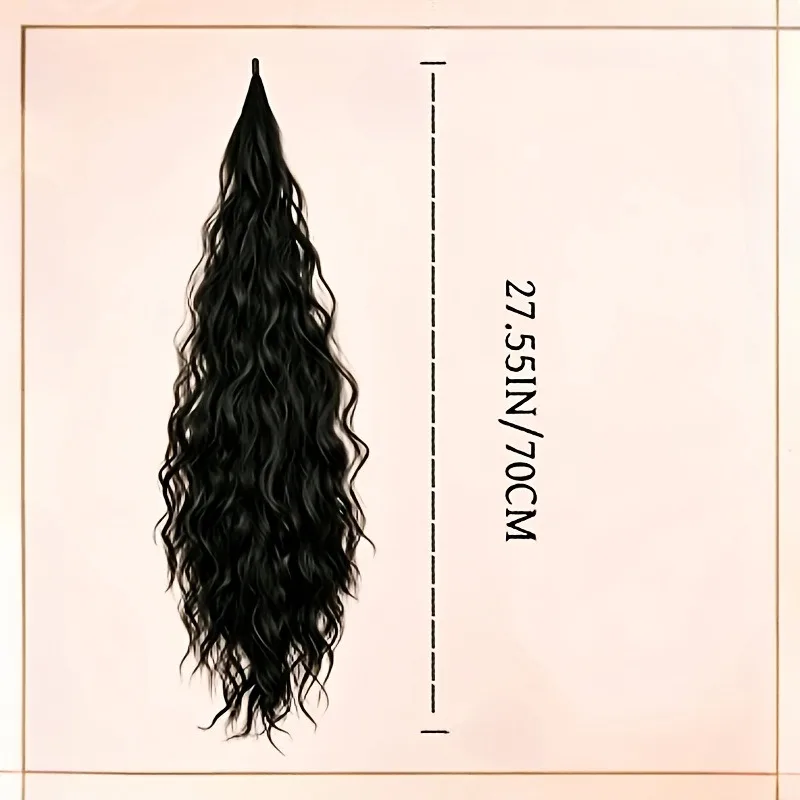 28Inch Long Curly Synthetic Ponytail Hair Extension With Wand Wrapped Full Thick Water Wave Hair Piece for Halloween Party Use