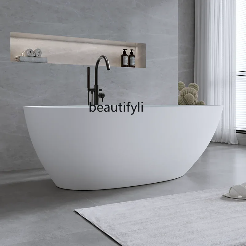 

PArtificial stone bathtub independent family small apartment hotel PMMA polymer double bathtub