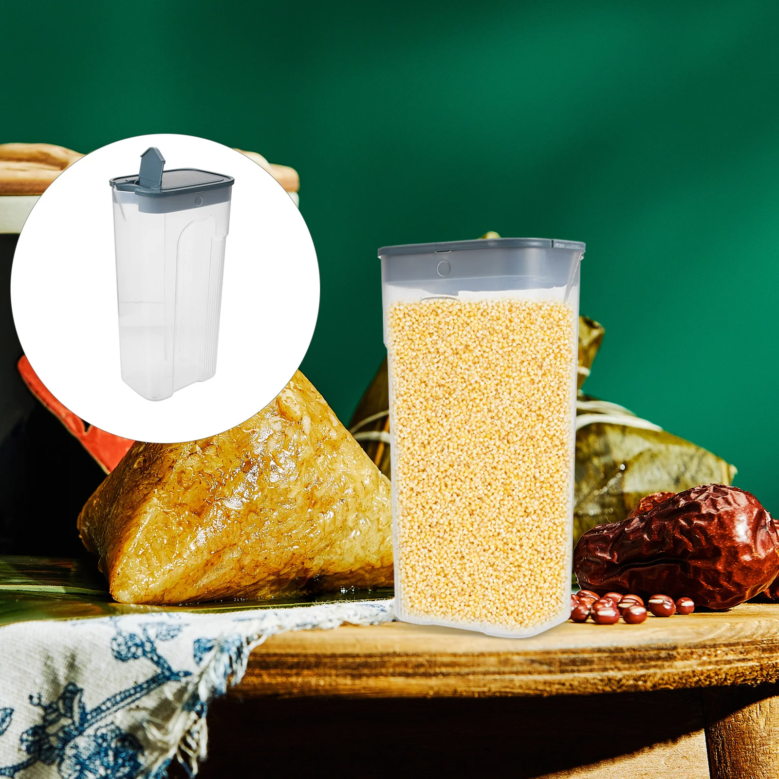 

2.5L Food Storage Containers Plastic Grain Box Airtight Moistureproof Canisters for Rice Beans Nuts Snacks Spices Cereal