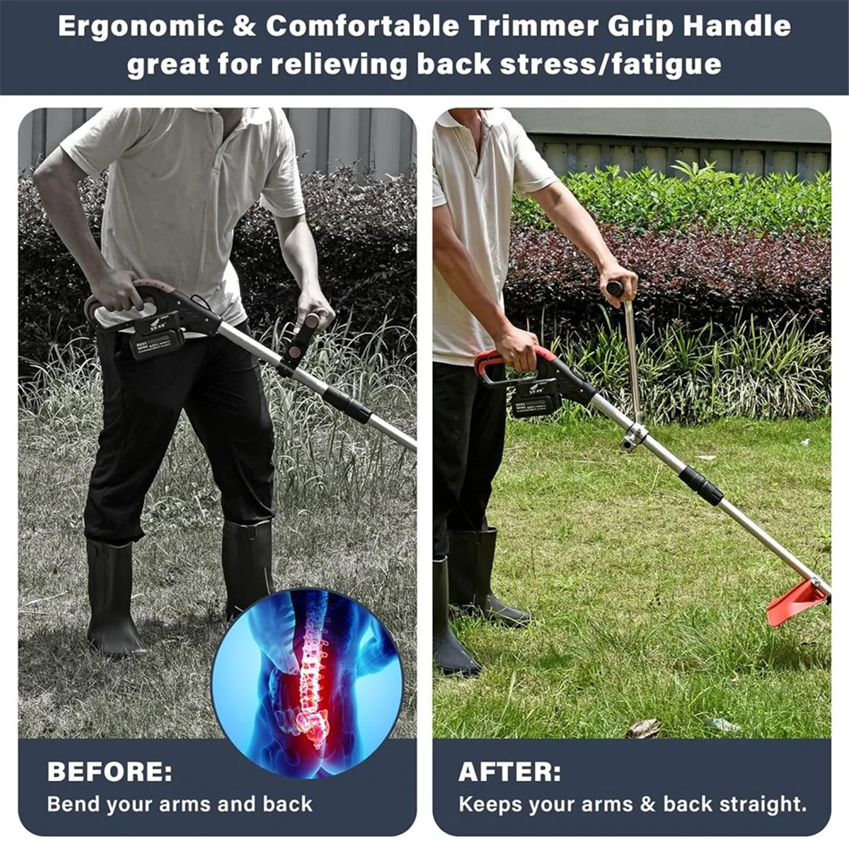 ETRT Grip String Trimmers Handle with Shoulder Strap Harness Weed Eater Handle ExtensionLawn Trimmer Handle Grip Lawn Care