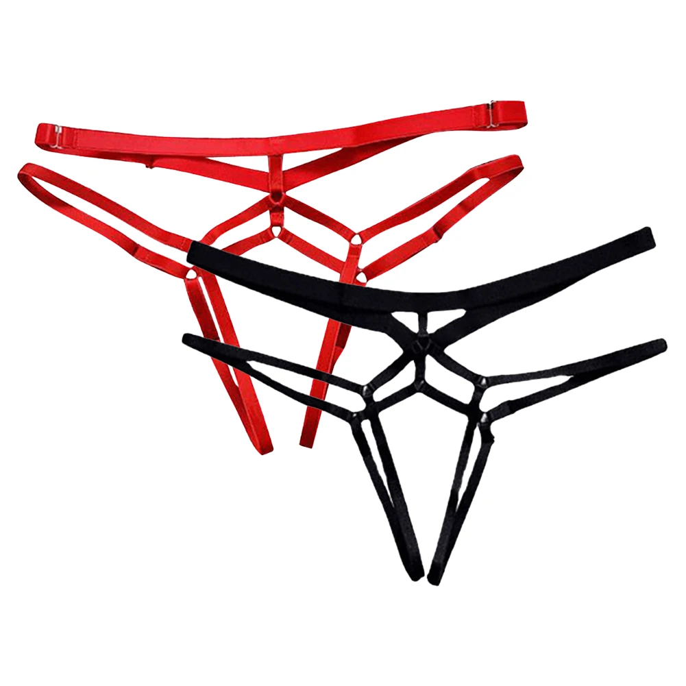 Tanga Sexy ahuecado para mujer, correas elásticas sin entrepierna, tiro bajo, Simple, sólido, erótico, entrepierna abierta, bragas, lencería sin costuras