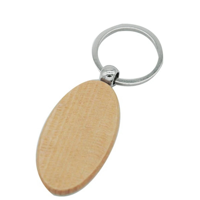 100Pcs Blank Oval Ellipse Wooden Key Chain DIY Promotion Keychain Pendant Keyring Tags Promotional GiftsJAS