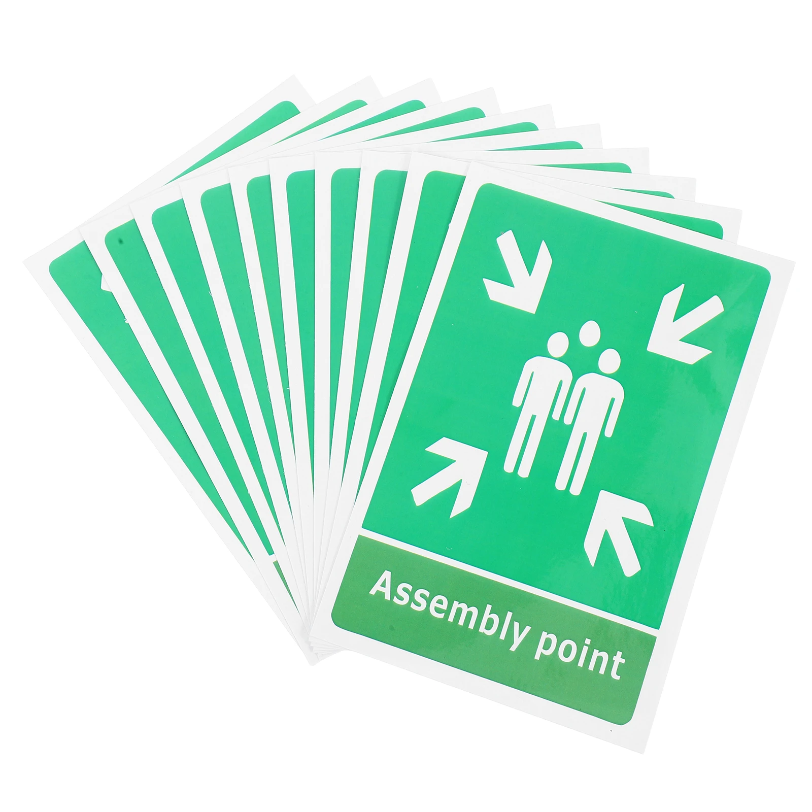 

10 PCS Stickers Evacuation Sign Emergency Exit Suite Construction Signs Green Assembly Point Note Work