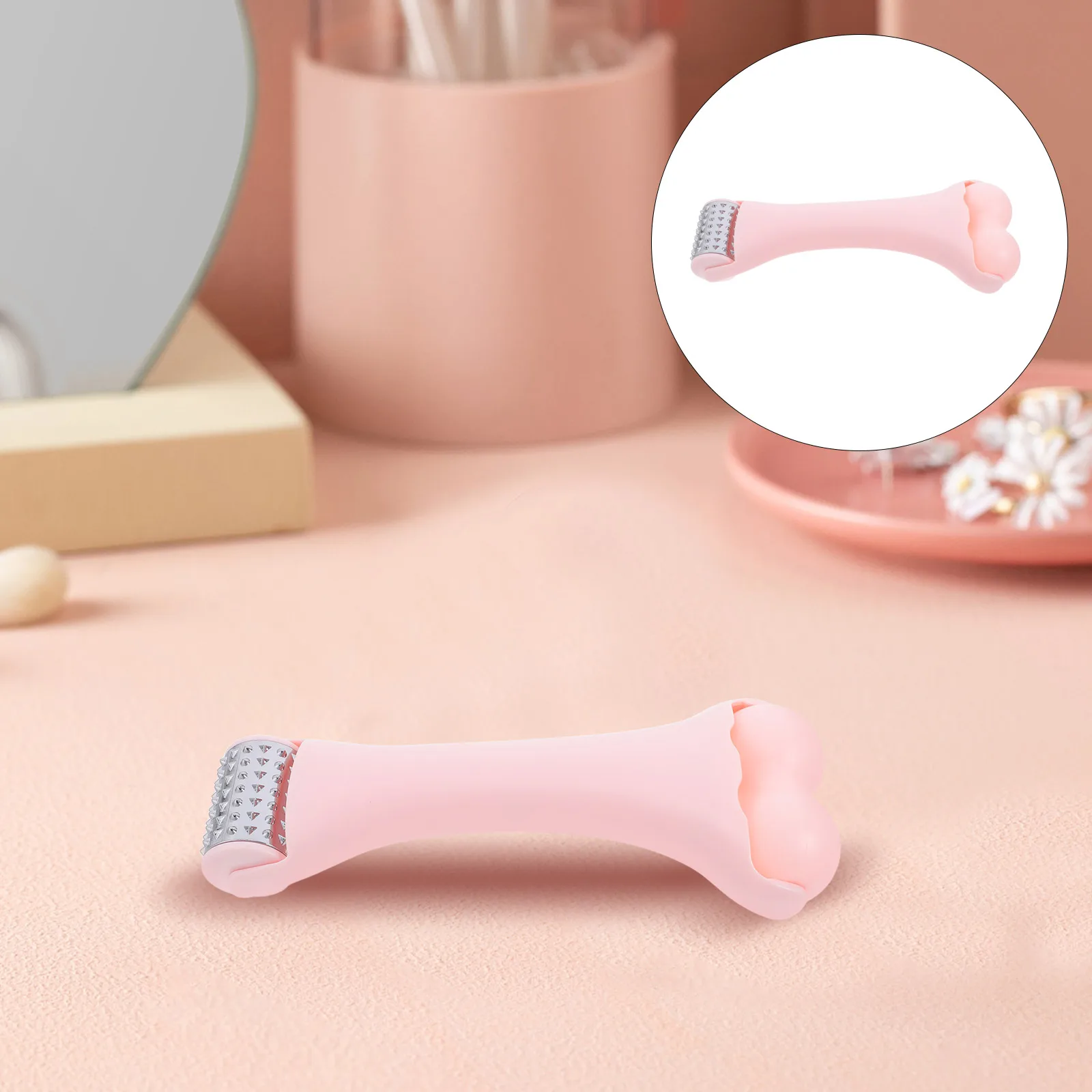 Pink Cooling Sculpting Tool Dual Head Facial Massager Neck Skin Tightening V Shape Face Roller Daily Skincare Puffiness