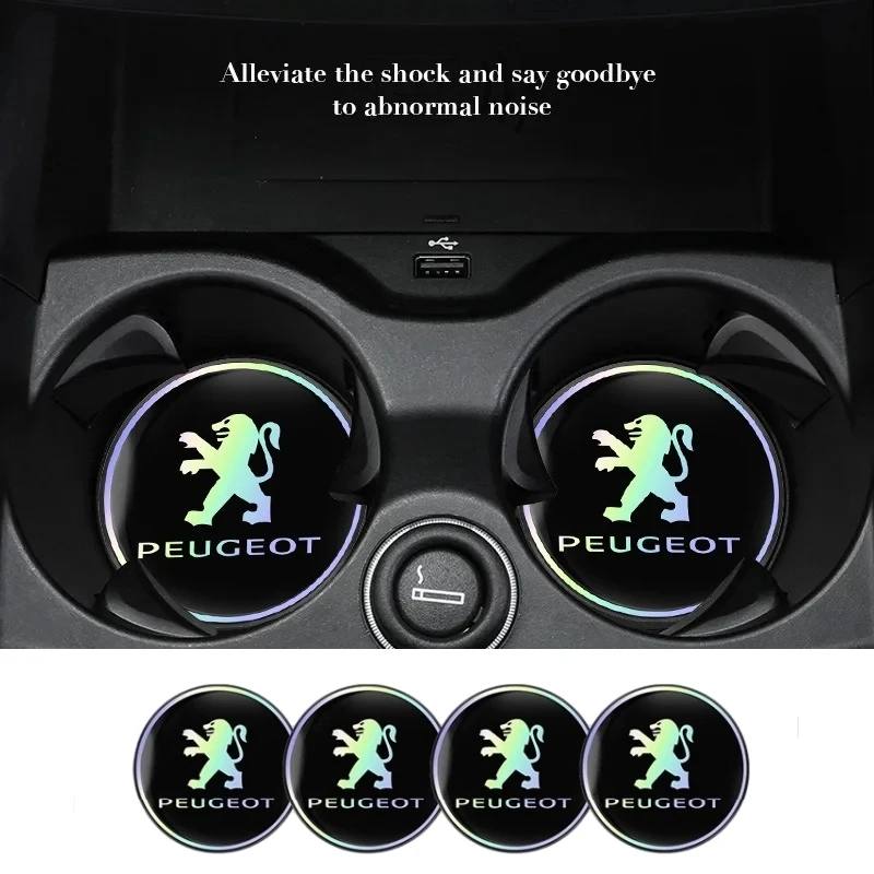 

2PCS Peugeot Car Water Cup Pad Non-slip Cup Holder Coaster Auto Interior for 208 308 3008 5008 2008 408 508 RCZ 307 407