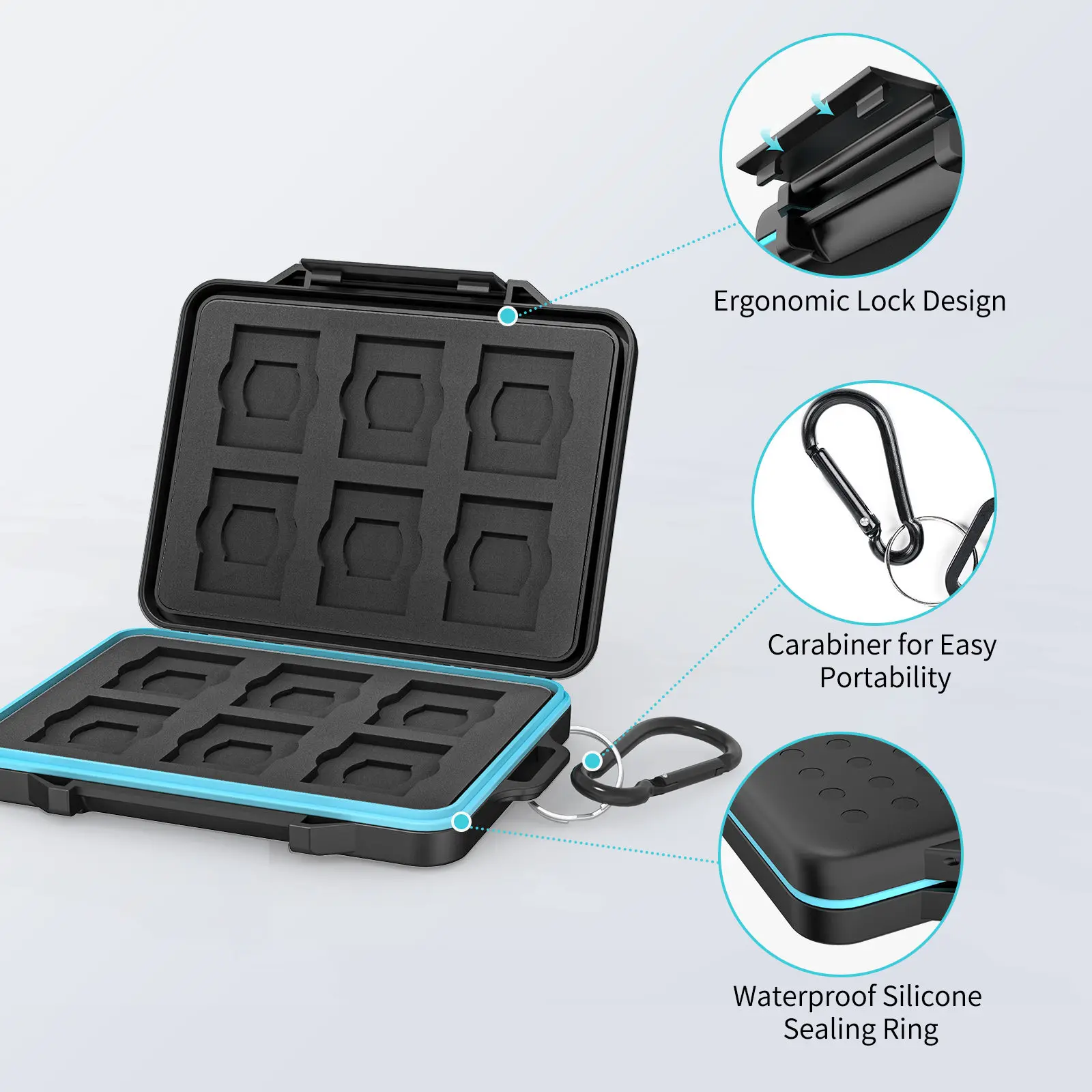 PHIXERO EVA  Bag Storage Box Shockproof Memory SD Card Anti-static Waterproof TF SD CF Micro SD Card Memory Card Storage Box