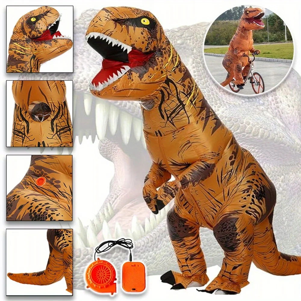 Déguisement de dinosaure gonflable pour adultes, costume de T-Rex gonflable, costumes de T-Rex amusants pour Halloween, fêtes costumées et cosplay.