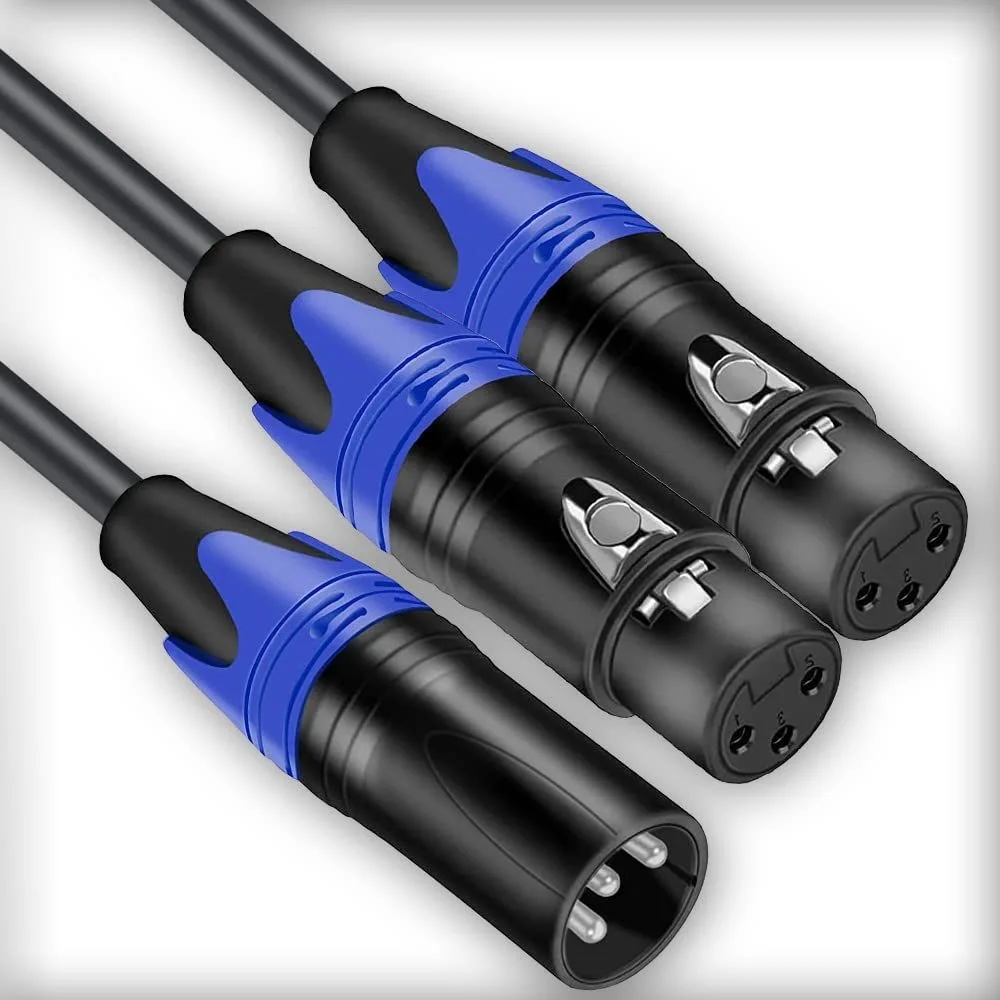 1.5M XLR Splitter Cable, 1 XLR Female to 2 XLR Male Patch Y Cable Balanced Microphone Splitter Cord Audio Adaptor