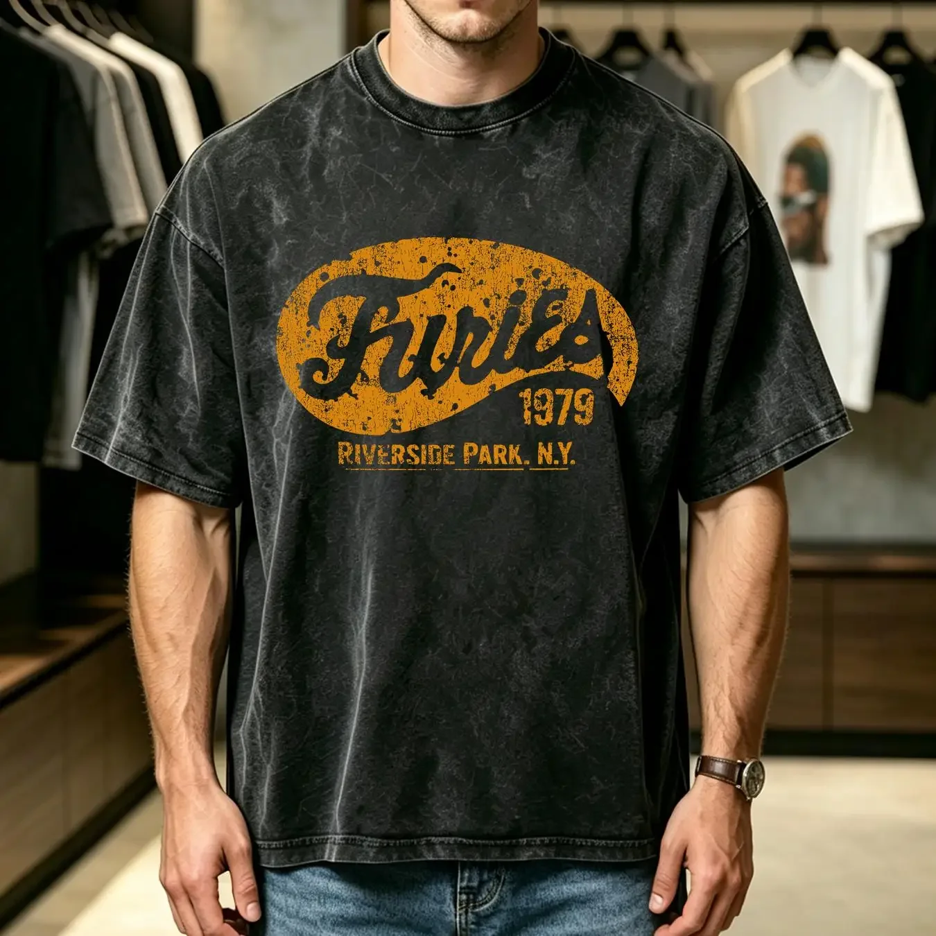 washed T Shirt Baseball Furies vintage Washed designer clothes graphic fashion homme Versatile Top For Everyday Wear streetwear