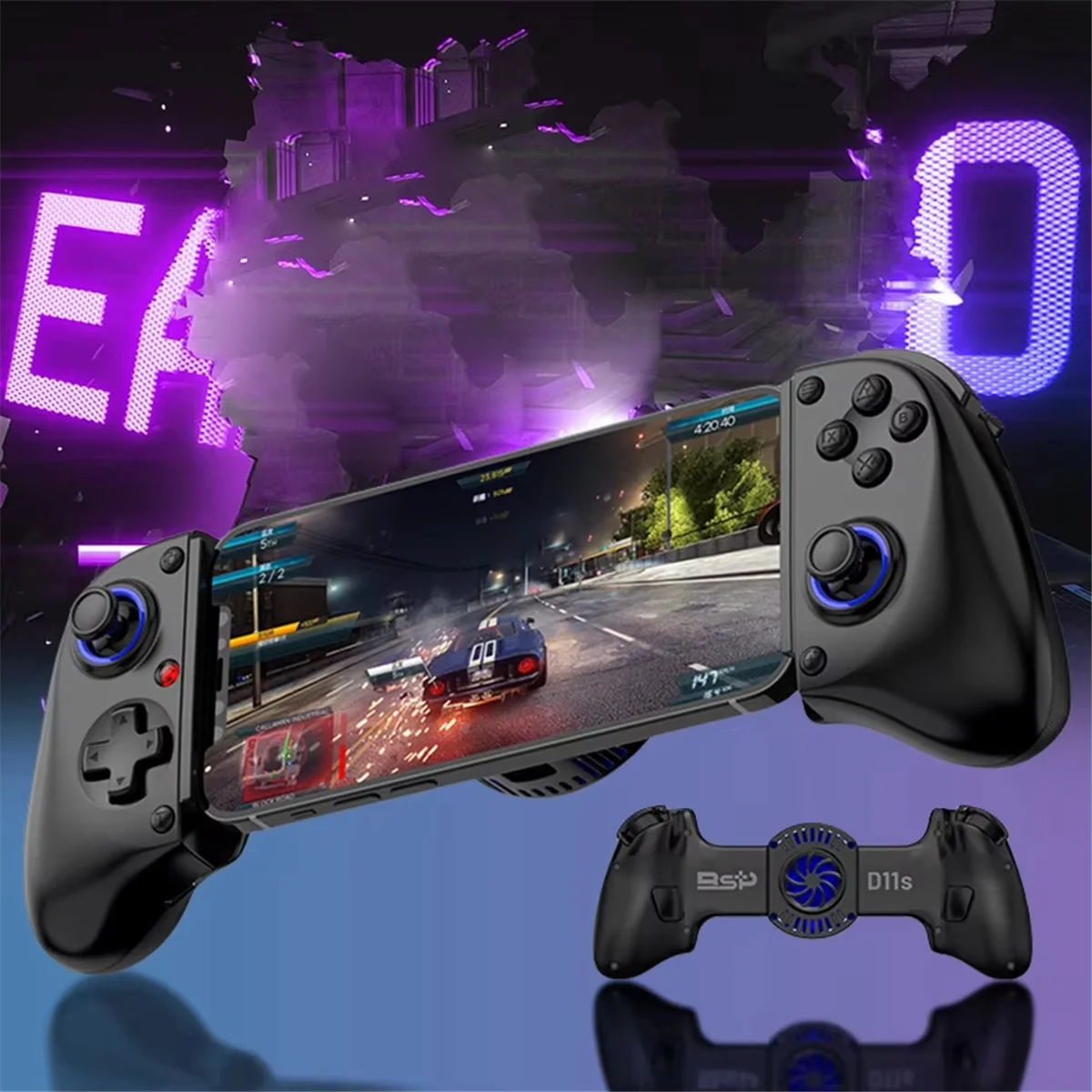 

New D11S Extendable Gaming Controller Hall Trigger BT 5.2 with Cooling Fan/Programmable Back Buttons Black
